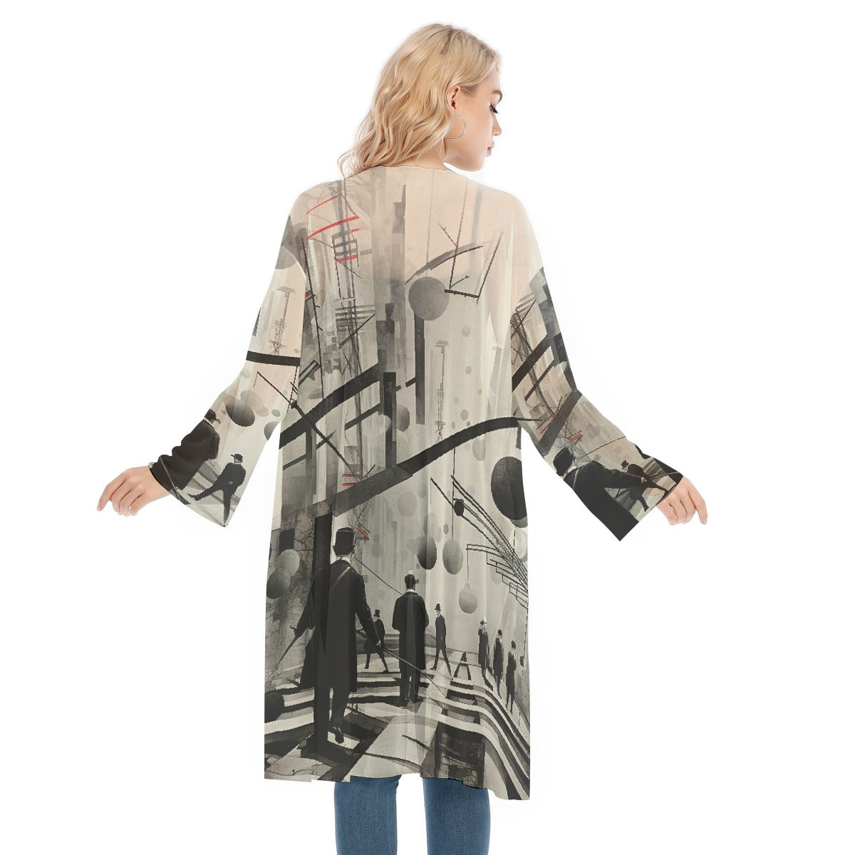 All- Over Print Women's Long Sleeve Mesh Cardigan