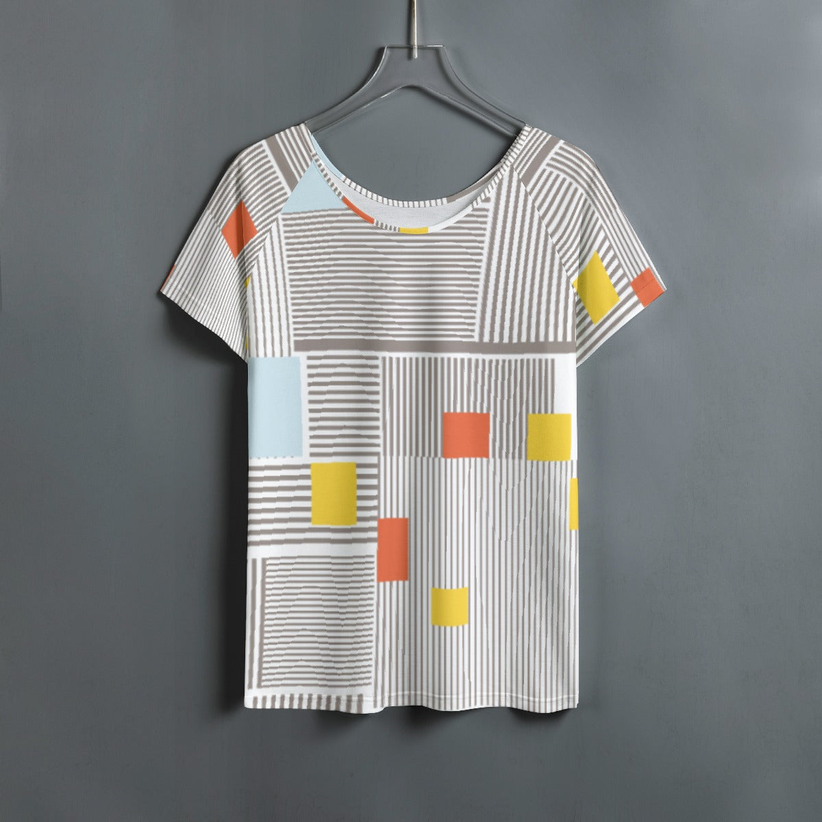All-Over Print Women's Round Neck T-shirt With Raglan Sleeve