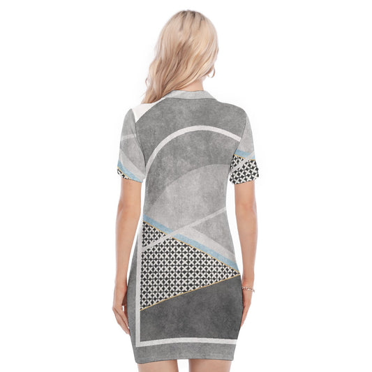 All-Over Print Women's Polo Collar Dress