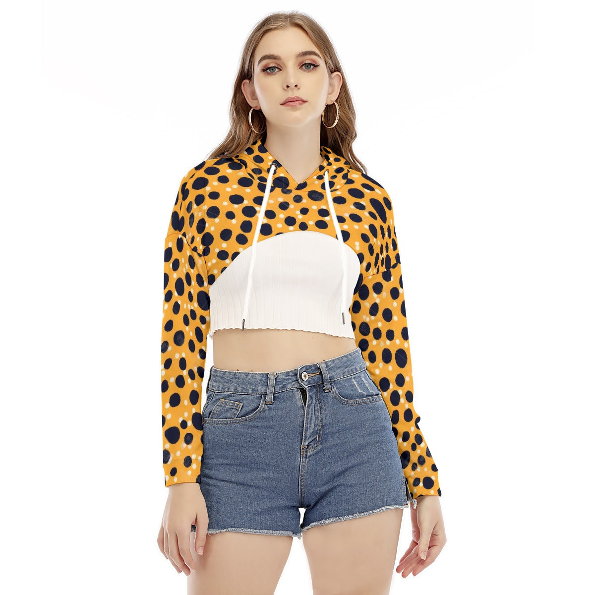 All-Over Print Women's Smock Short Hoodie With Long Sleeve