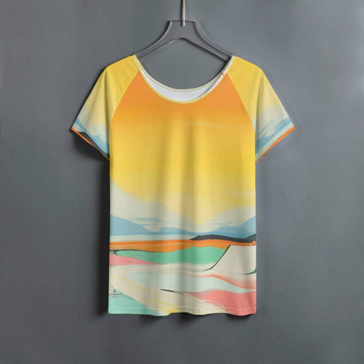 All-Over Print Women's Round Neck T-shirt With Raglan Sleeve