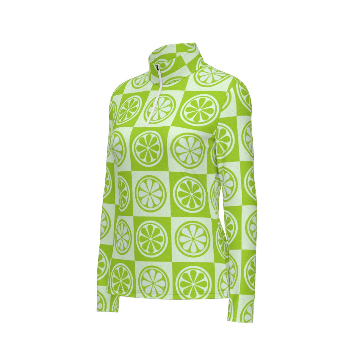 All-Over Print Women's Sports Collar Jersey With Long Sleeve