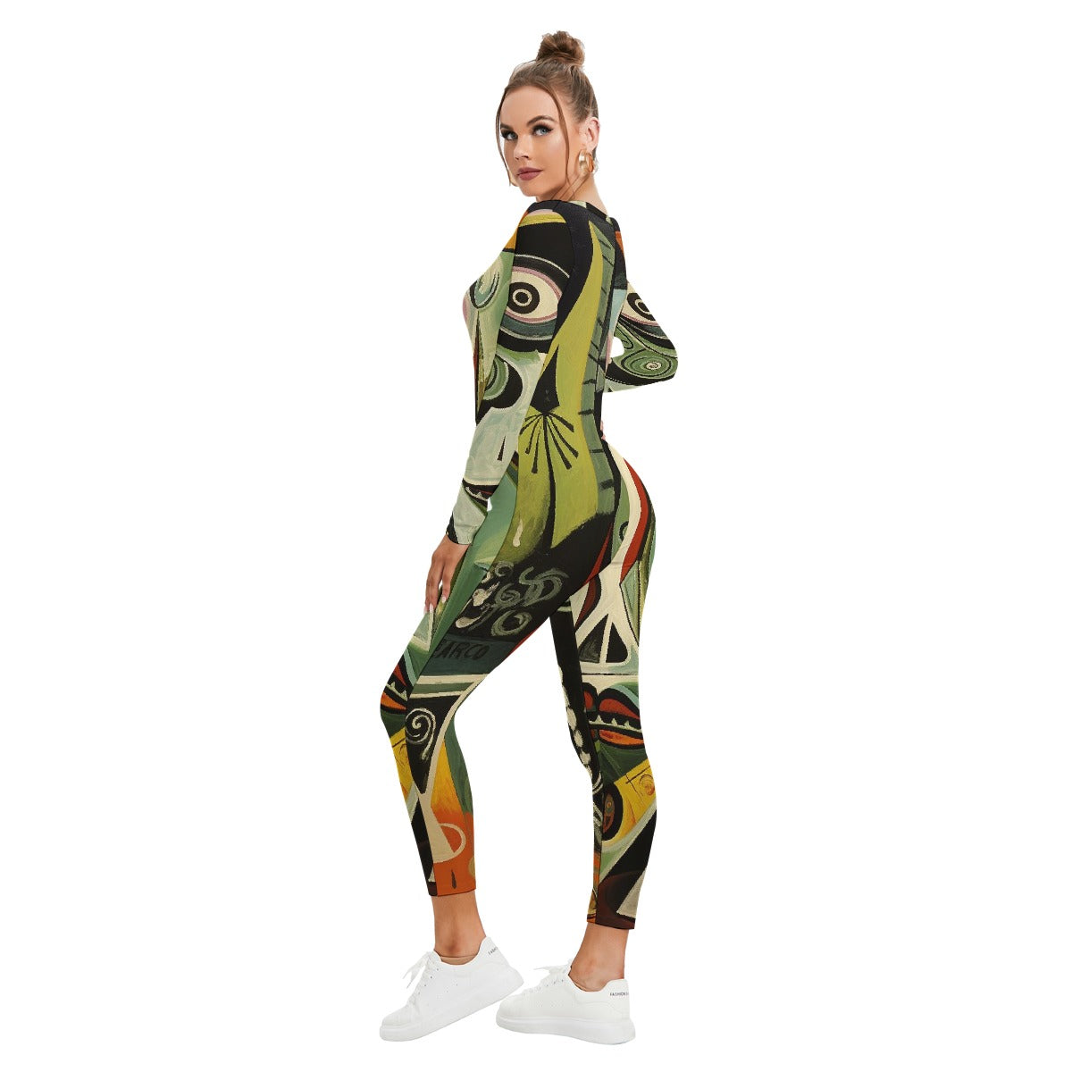All-Over Print Women's Plunging Neck Jumpsuit