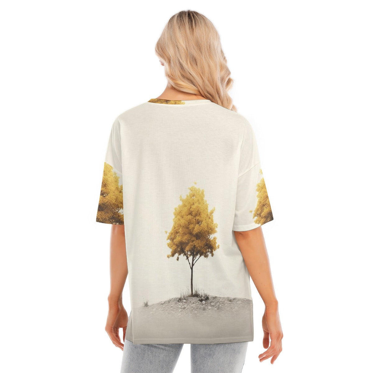 All-Over Print Women's Short Sleeves T-shirt With Hem Split