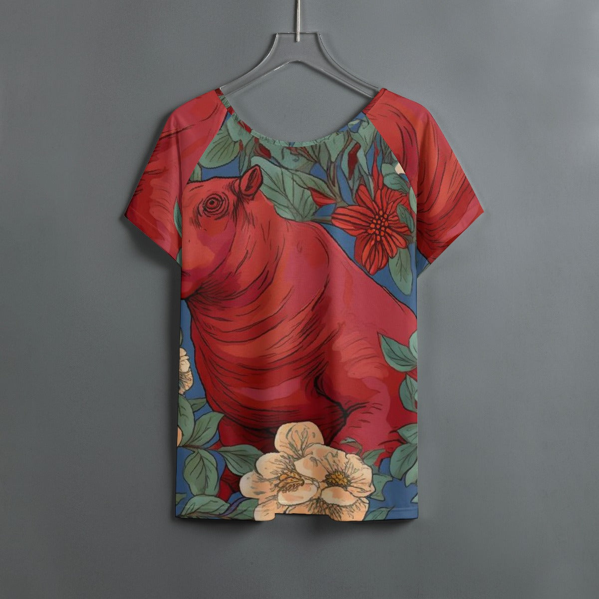 All-Over Print Women's Round Neck T-shirt With Raglan Sleeve