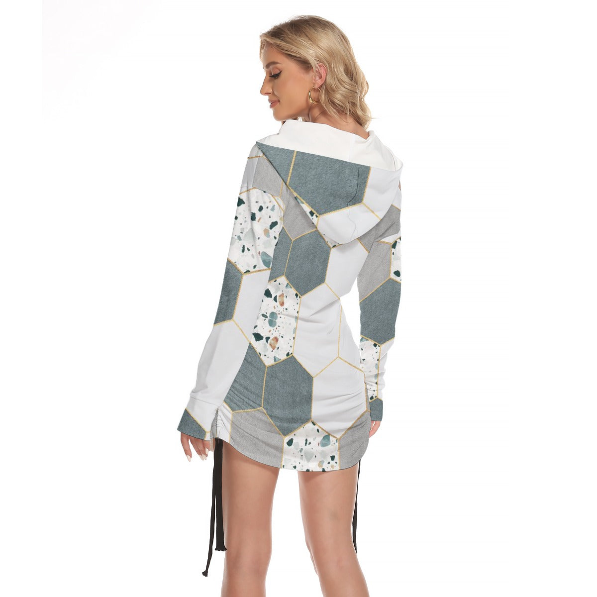 All-Over Print Women's One-shoulder Dress With Waist Shirring