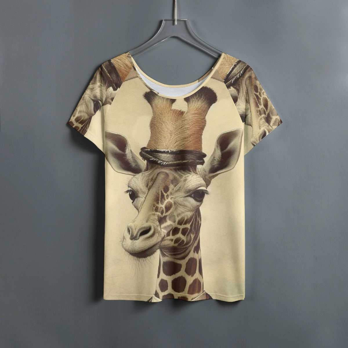 All-Over Print Women's Round Neck T-shirt With Raglan Sleeve