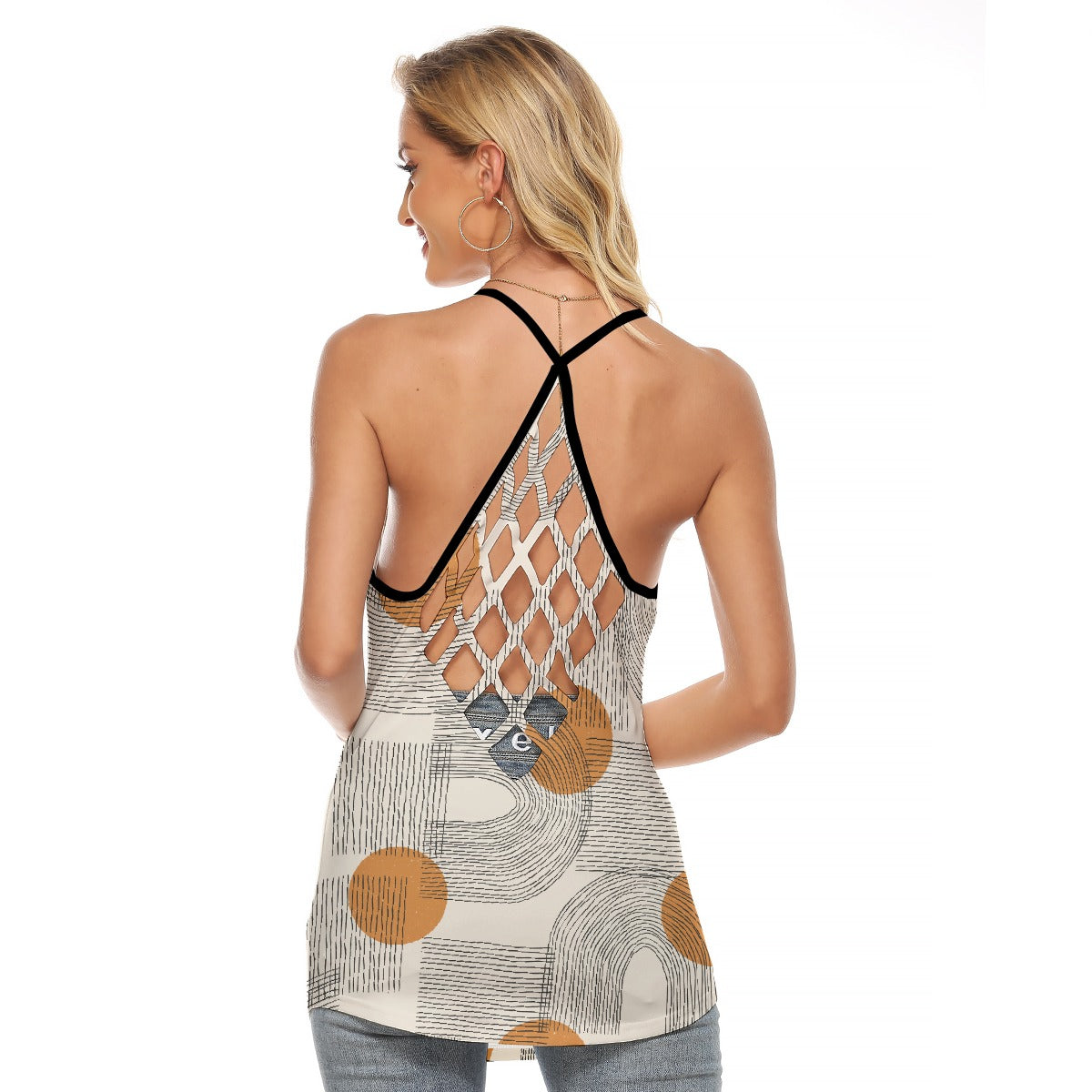 All-Over Print Women's Criss-Cross Open Back Tank Top