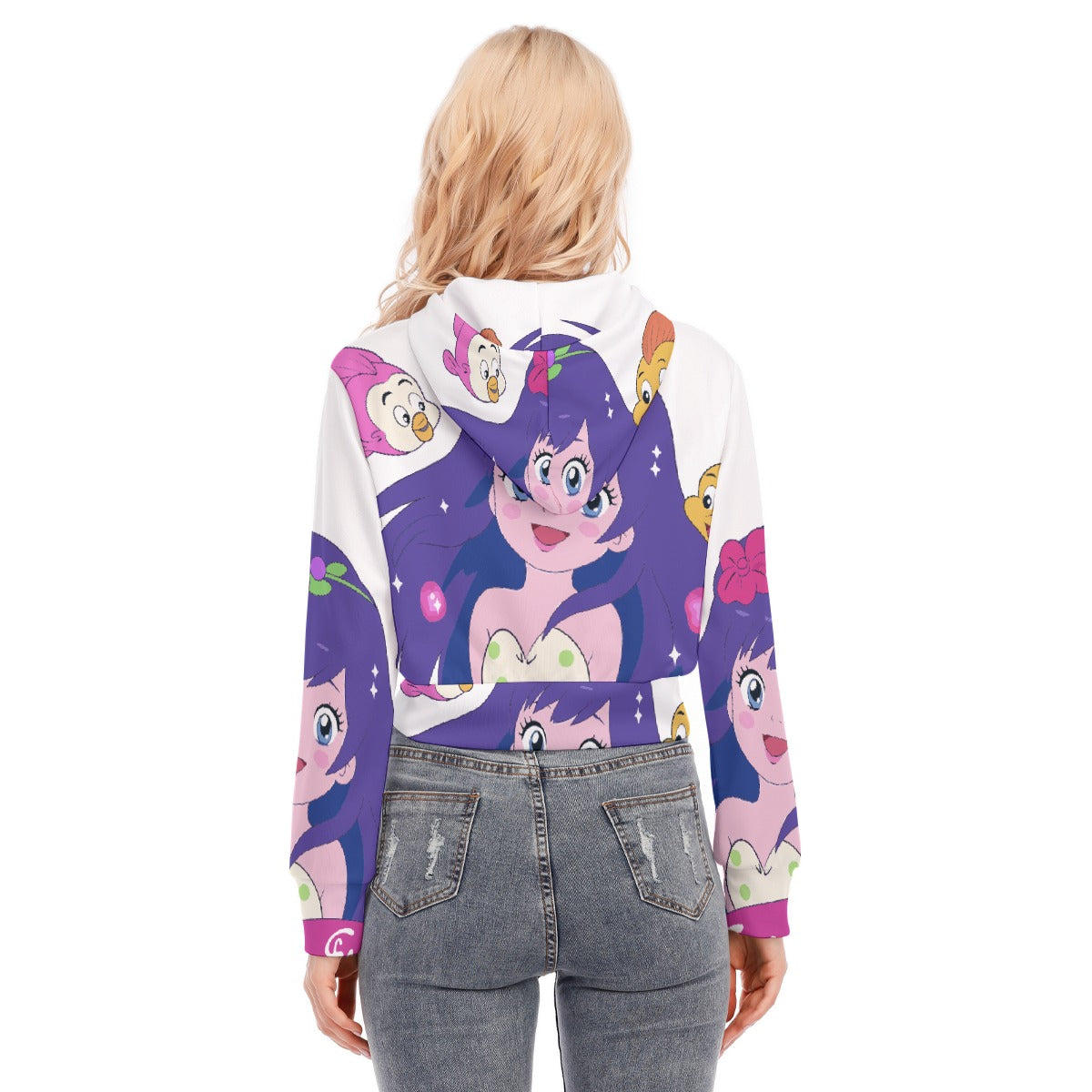 All-Over Print Women's Crop Top Hoodie With Zipper Closure