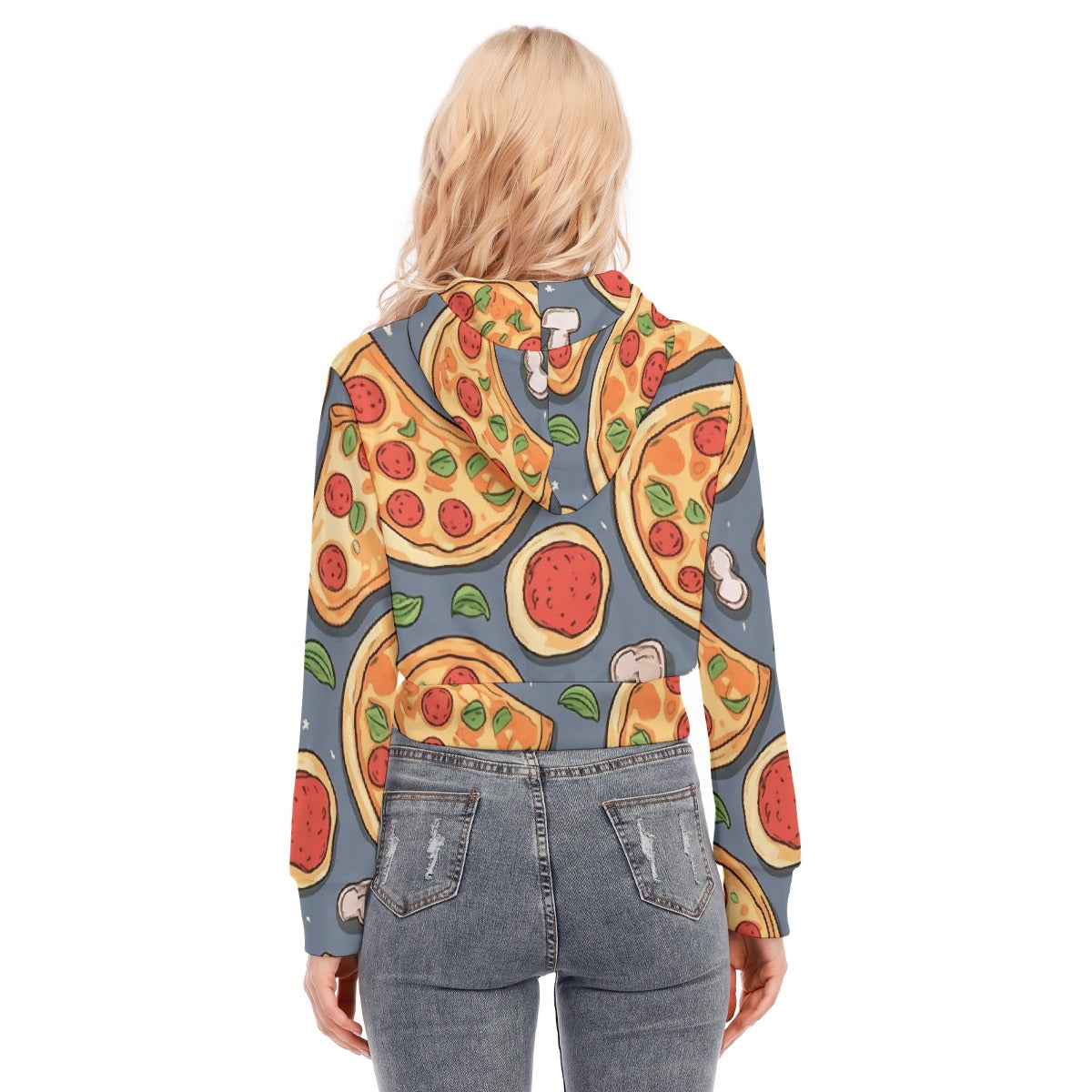 All-Over Print Women's Crop Top Hoodie With Zipper Closure