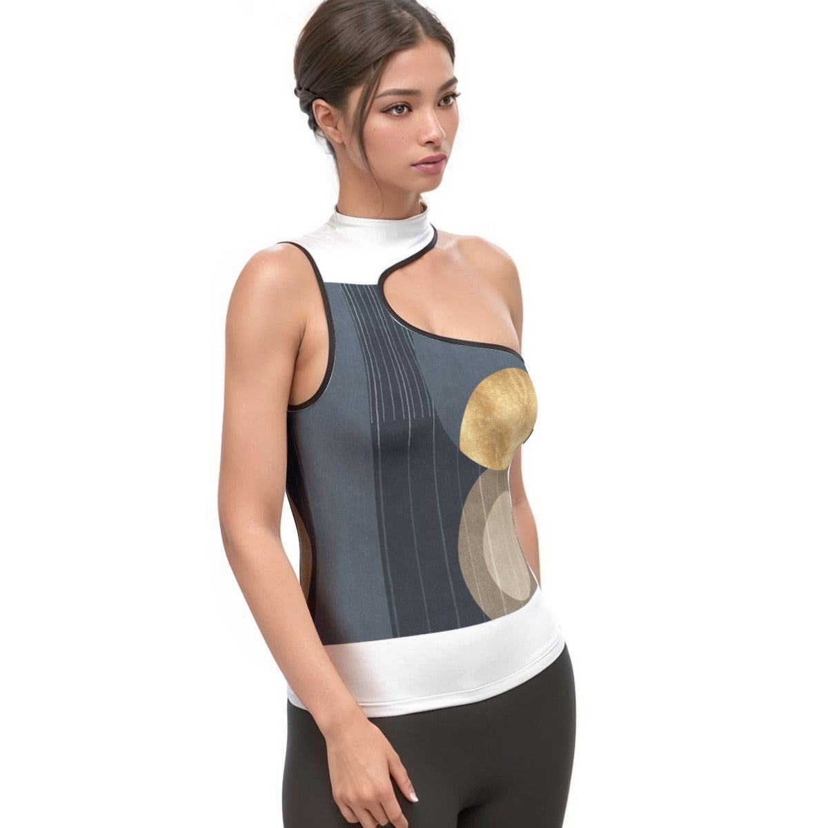 All-Over Print Women's Halter Sleeveless Asymmetrical Tank Top