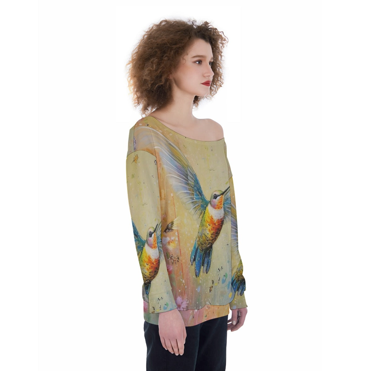 All-Over Print Oversized Women's Off-Shoulder Sweatshirt