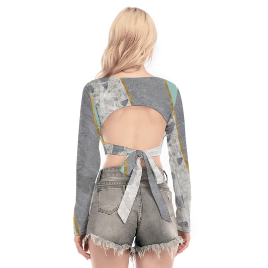 All-Over Print Women's Back Hollow T-shirt With Strap