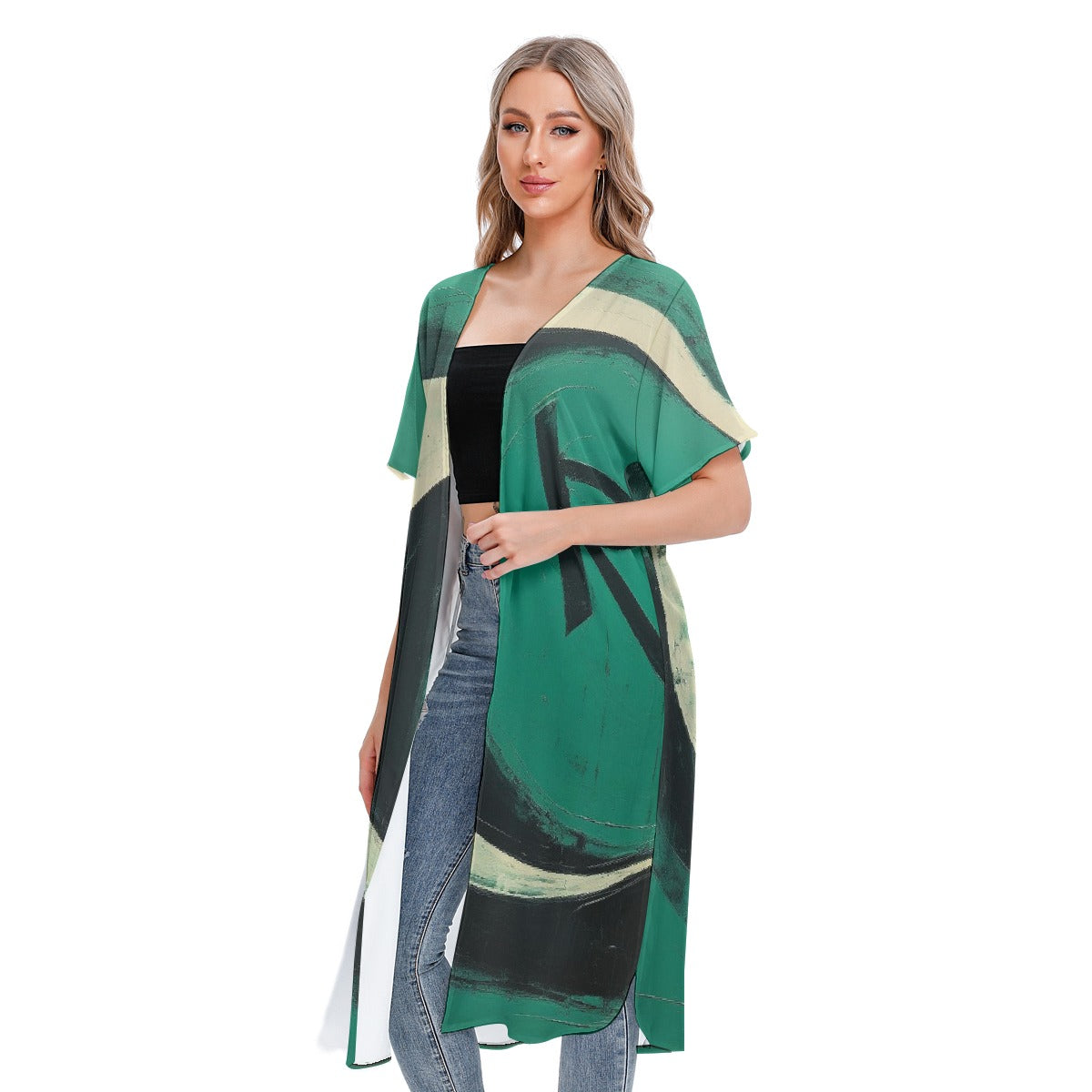 All-Over Print Women's Short Sleeve Cardigan