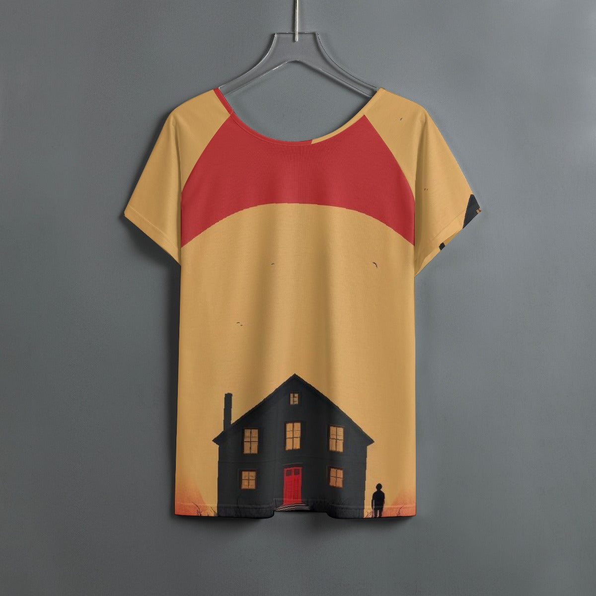 All-Over Print Women's Round Neck T-shirt With Raglan Sleeve