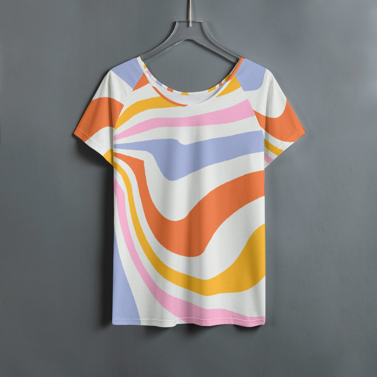 All-Over Print Women's Round Neck T-shirt With Raglan Sleeve