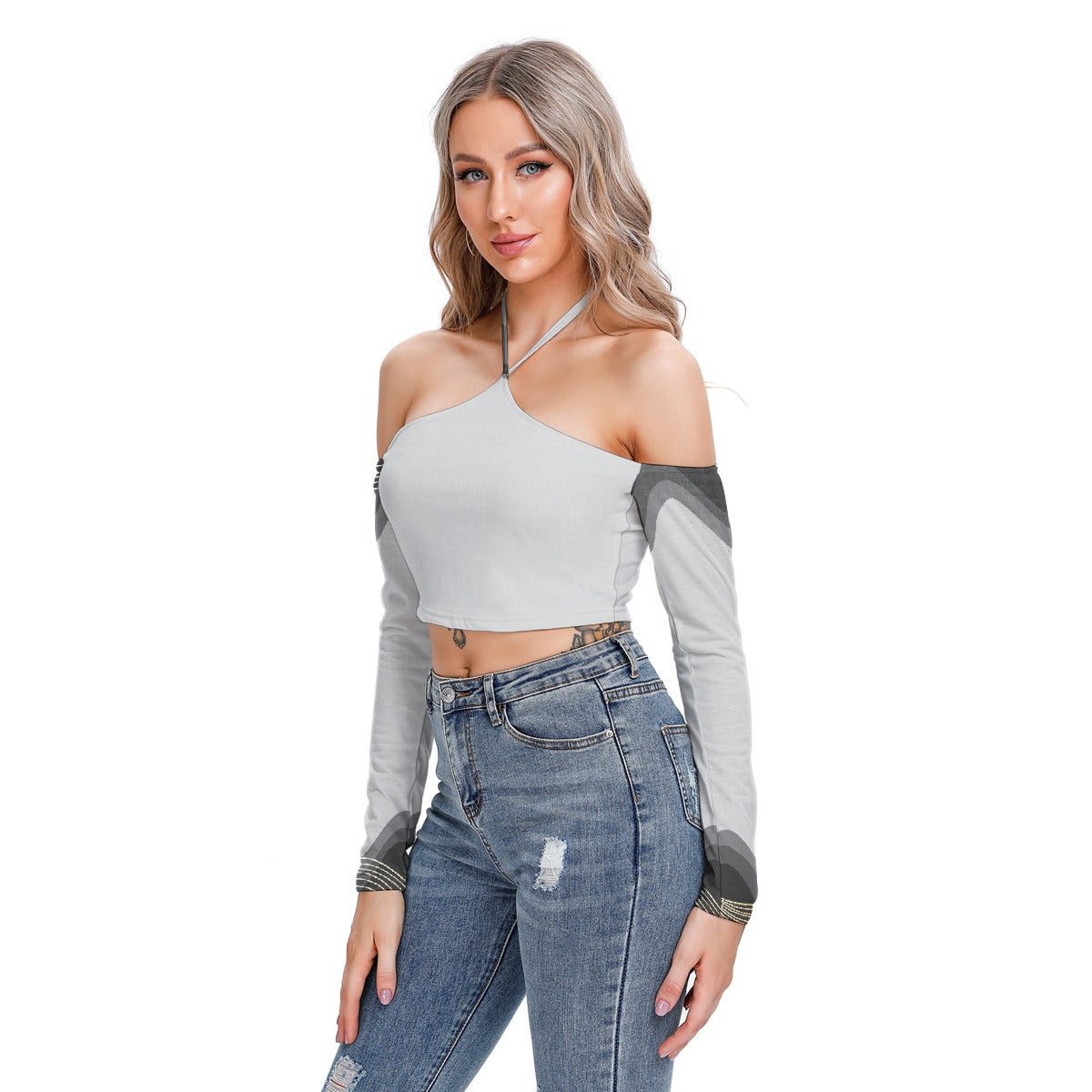 All-Over Print Women's Halter Lace-up Top