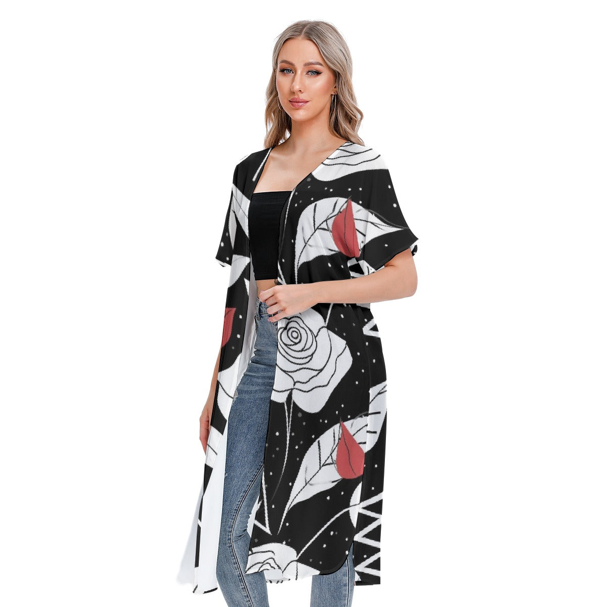 All-Over Print Women's Short Sleeve Cardigan
