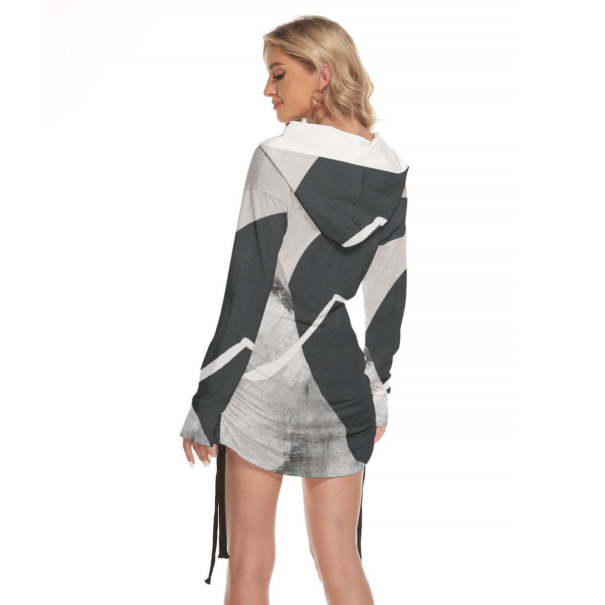 All-Over Print Women's One-shoulder Dress With Waist Shirring