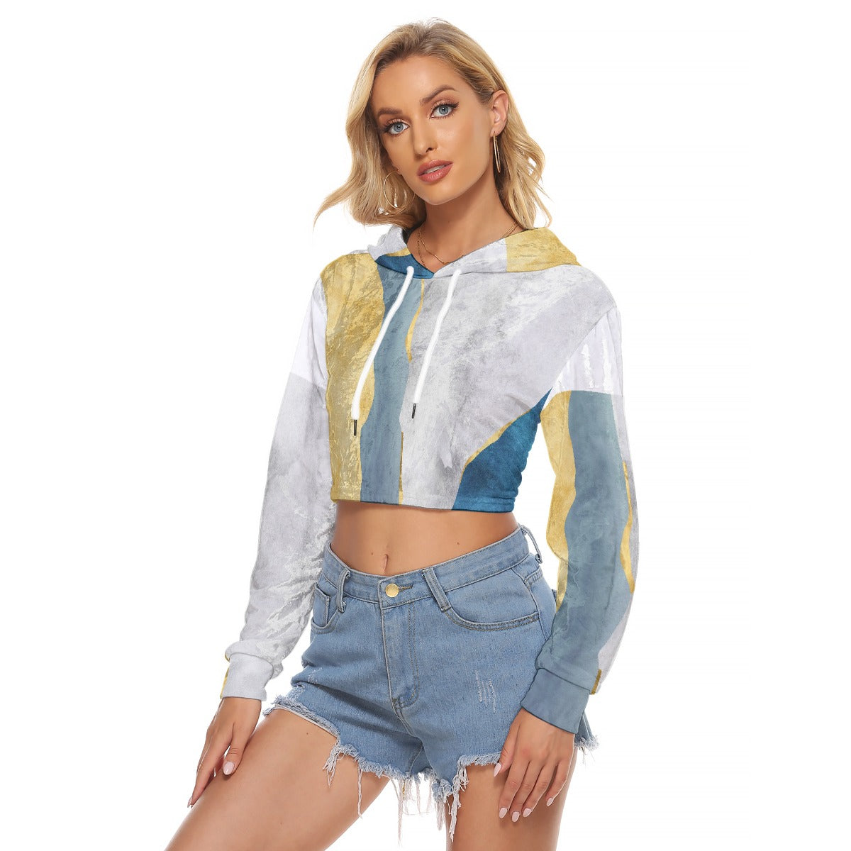 All-Over Print Women's Crop Top Hoodie|Velvet