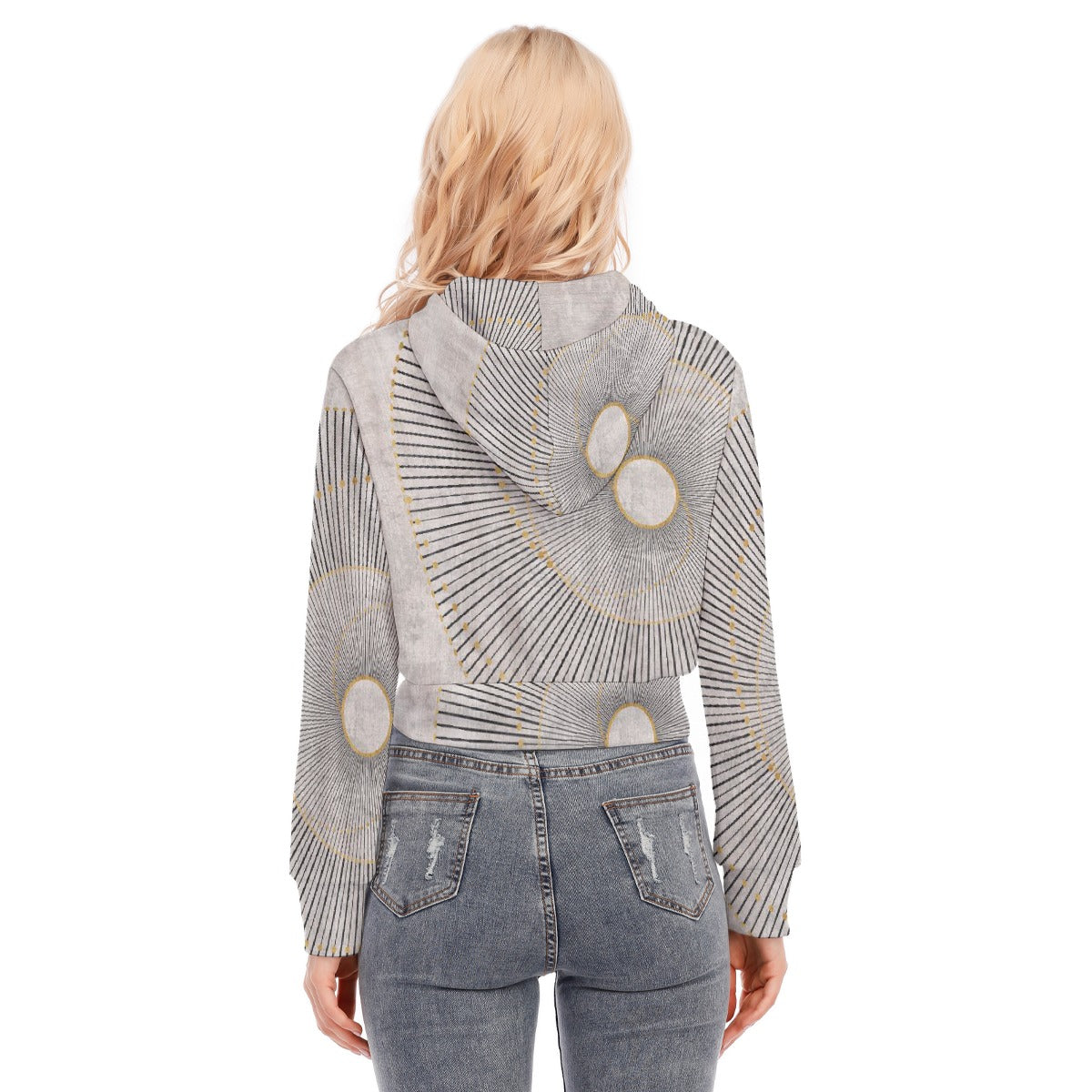 All-Over Print Women's Crop Top Hoodie With Zipper Closure
