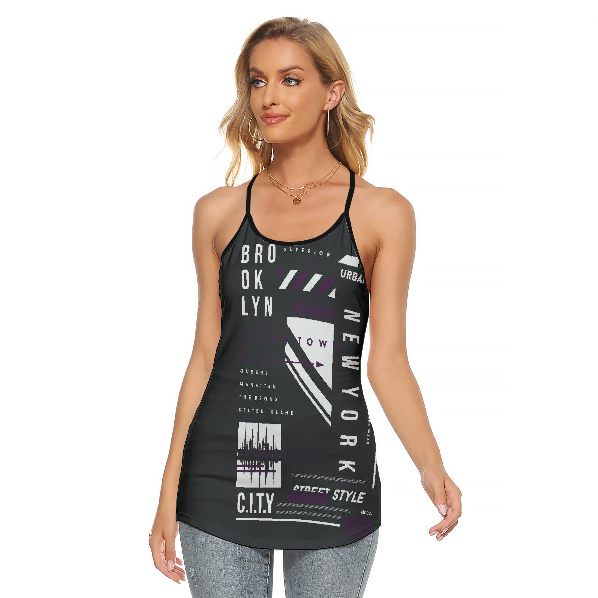 All-Over Print Women's Criss-Cross Open Back Tank Top