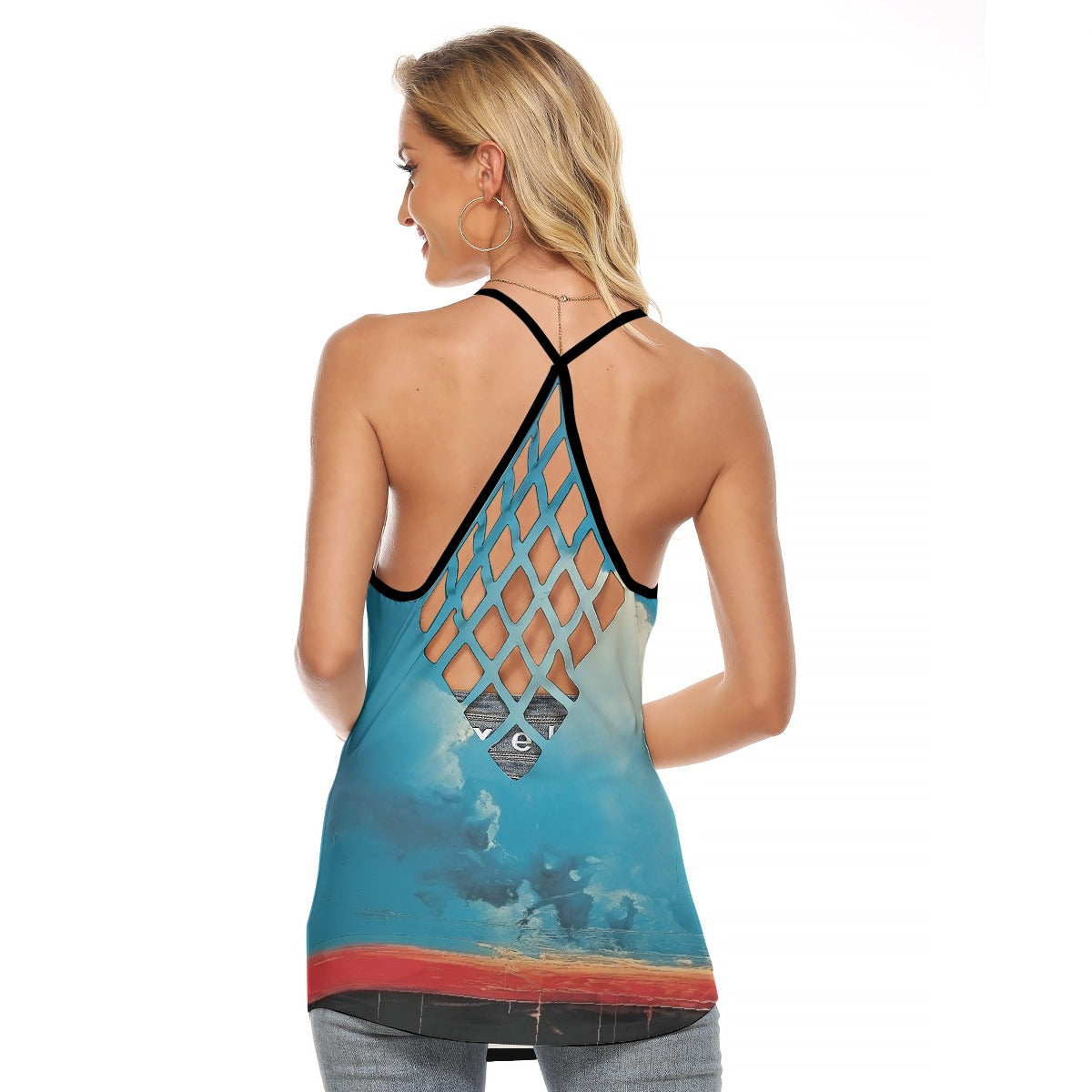 All-Over Print Women's Criss-Cross Open Back Tank Top