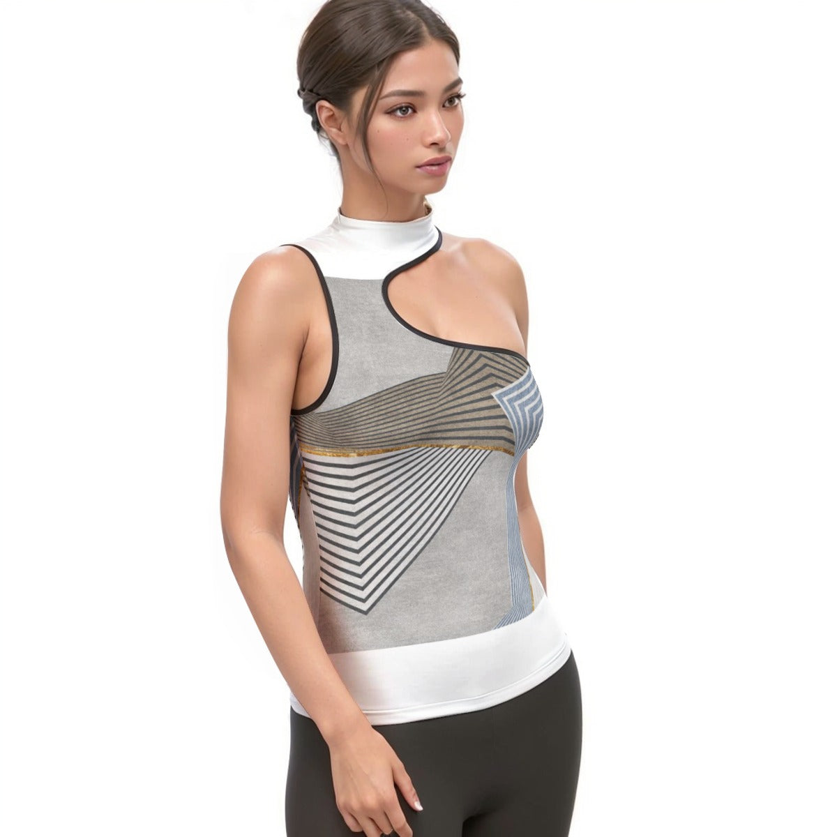All-Over Print Women's Halter Sleeveless Asymmetrical Tank Top