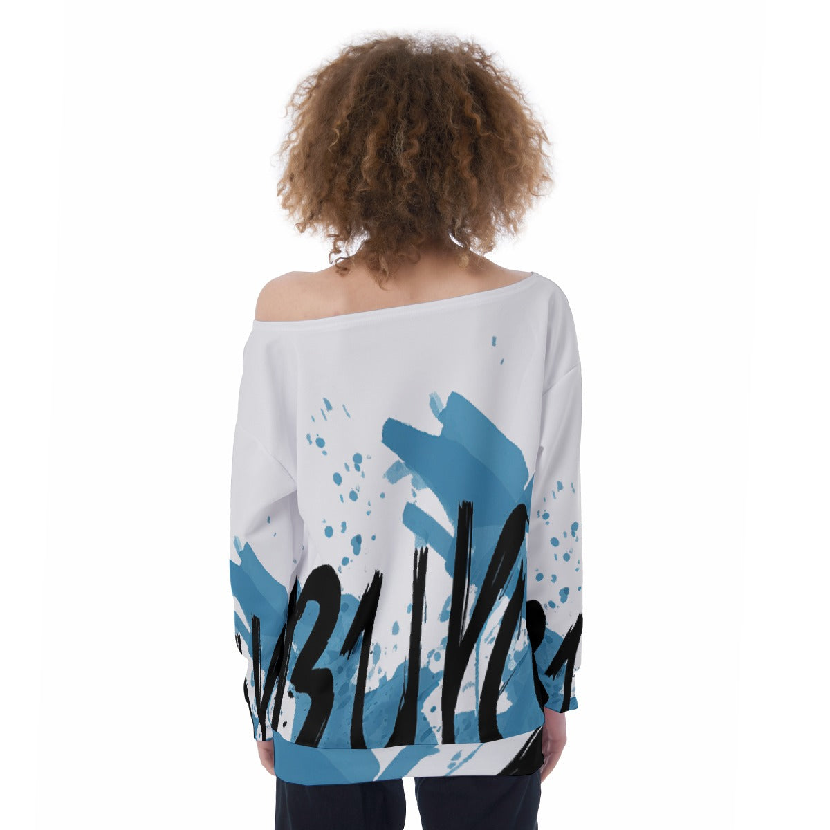 All-Over Print Oversized Women's Off-Shoulder Sweatshirt