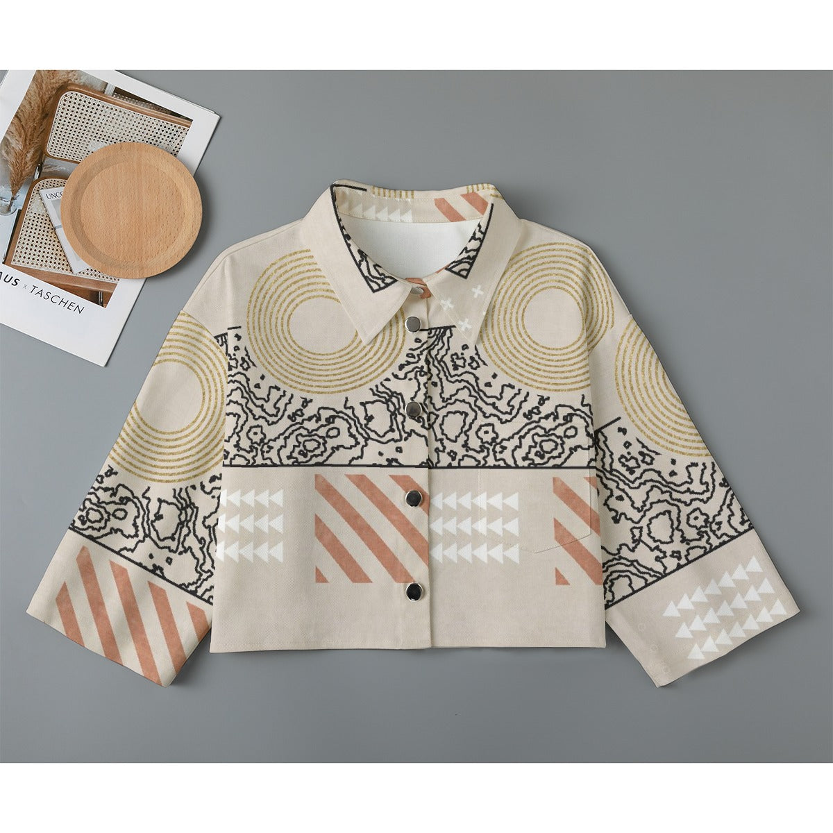 All-Over Print Women's Cropped Jacket | 245GSM Cotton