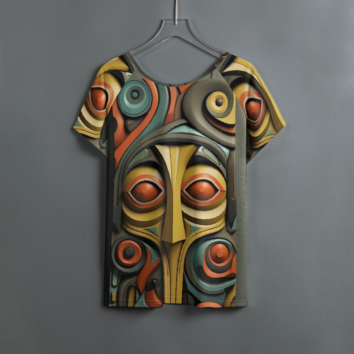 All-Over Print Women's Round Neck T-shirt With Raglan Sleeve