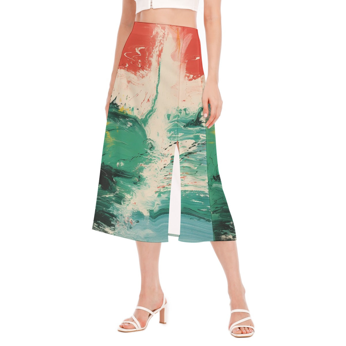 All-Over Print Women's High Slit Long Skirt