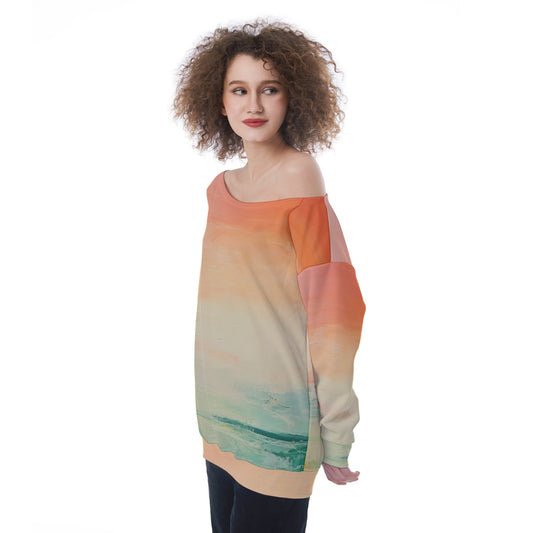 All-Over Print Oversized Women's Off-Shoulder Sweatshirt