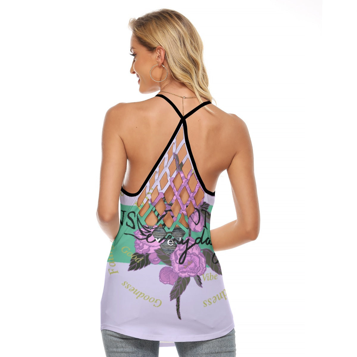 All-Over Print Women's Criss-Cross Open Back Tank Top
