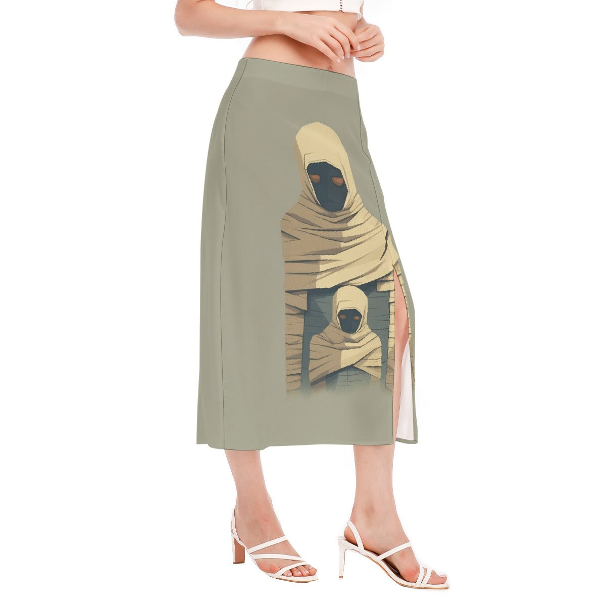 All-Over Print Women's High Slit Long Skirt