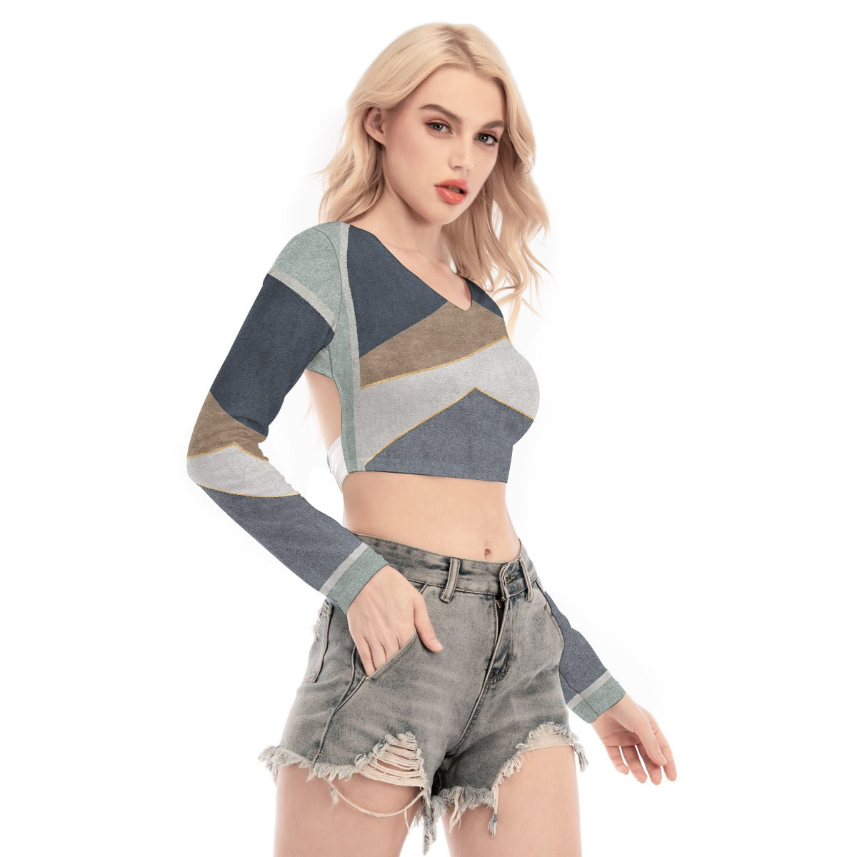 All-Over Print Women's Back Hollow T-shirt With Strap