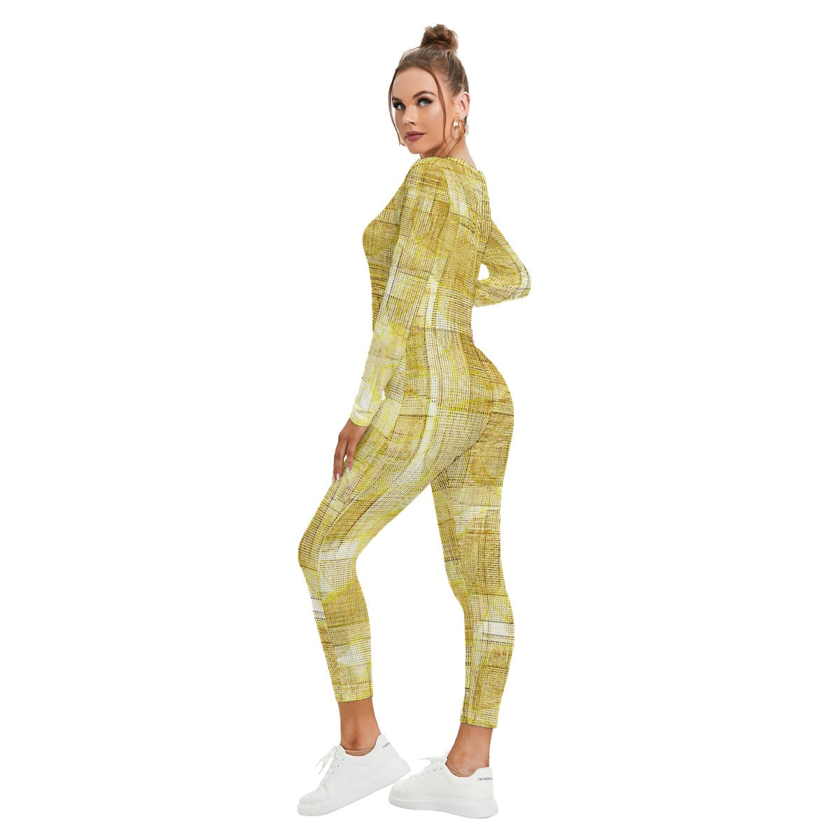 All-Over Print Women's Plunging Neck Jumpsuit