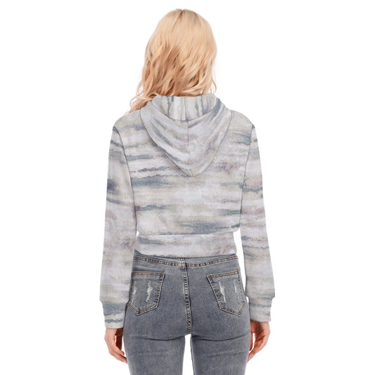 All-Over Print Women's Crop Top Hoodie With Zipper Closure