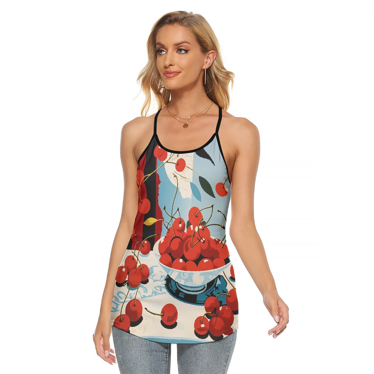 All-Over Print Women's Criss-Cross Open Back Tank Top