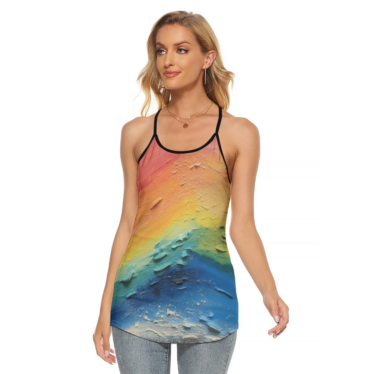 All-Over Print Women's Criss-Cross Open Back Tank Top