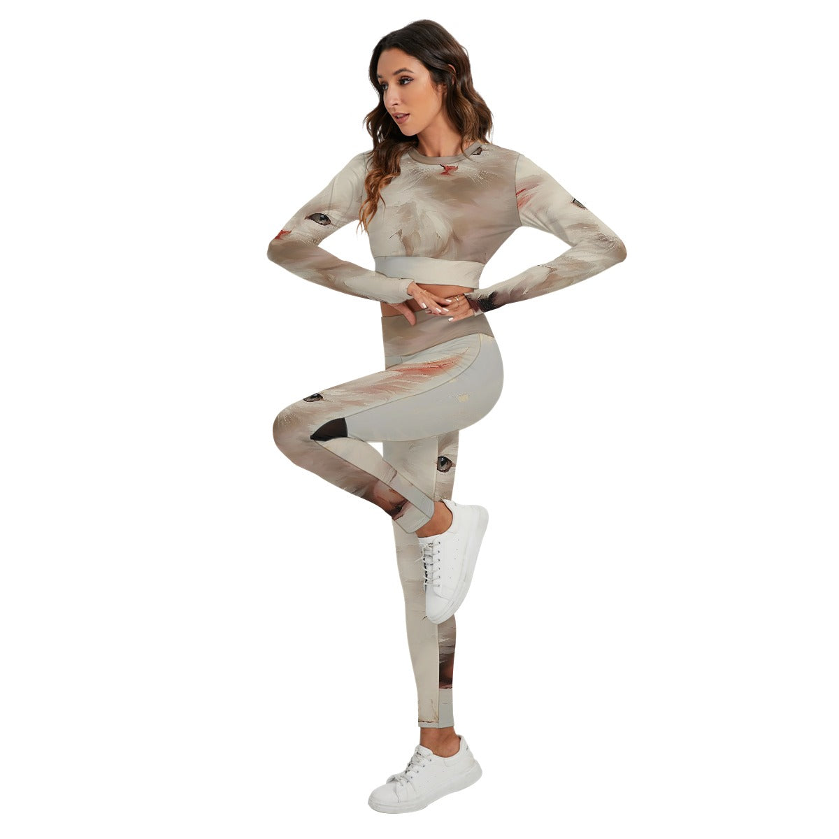 All-Over Print Women's Sport Set With Backless Top And Leggings
