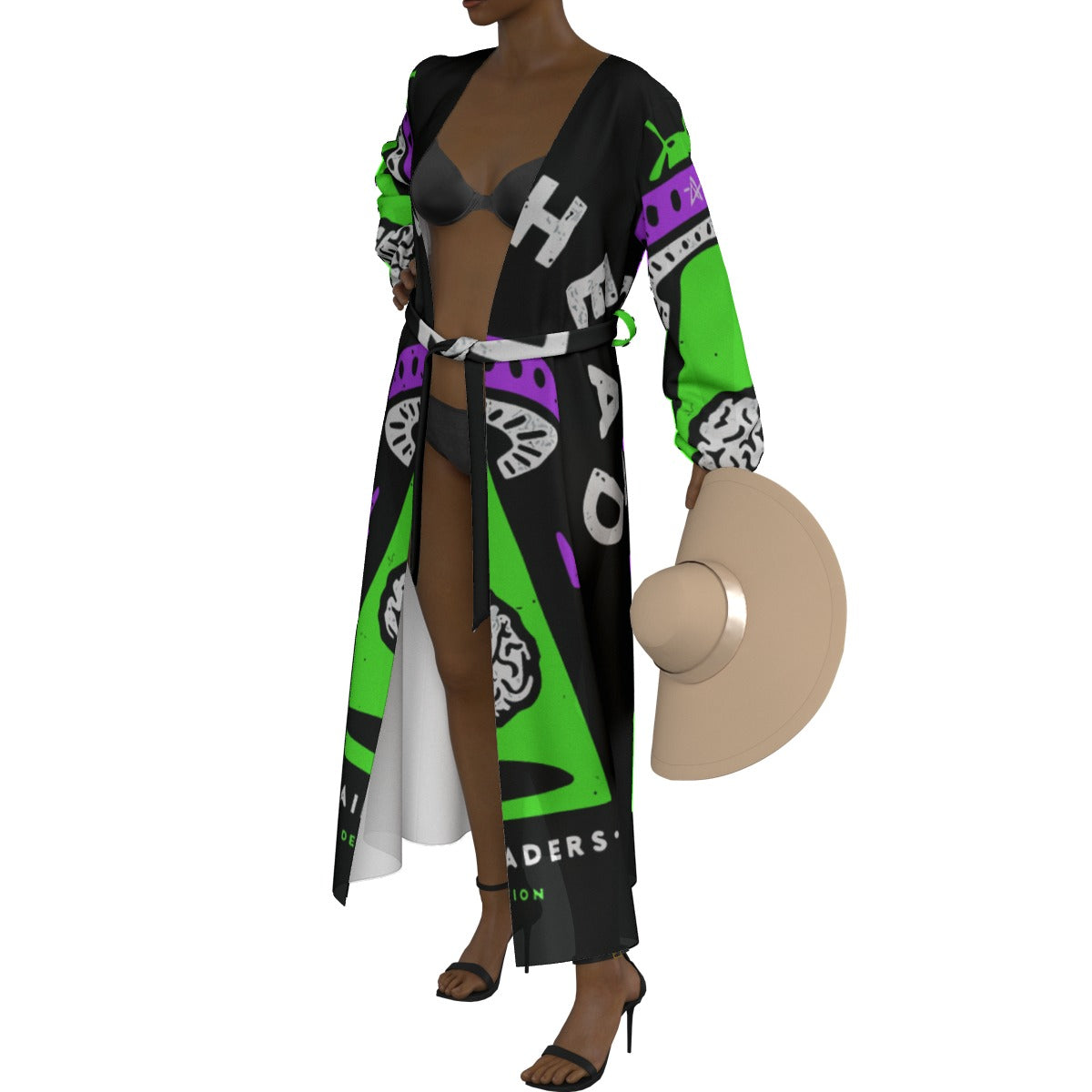 All-Over Print Women's Lace-up Chiffon Robe