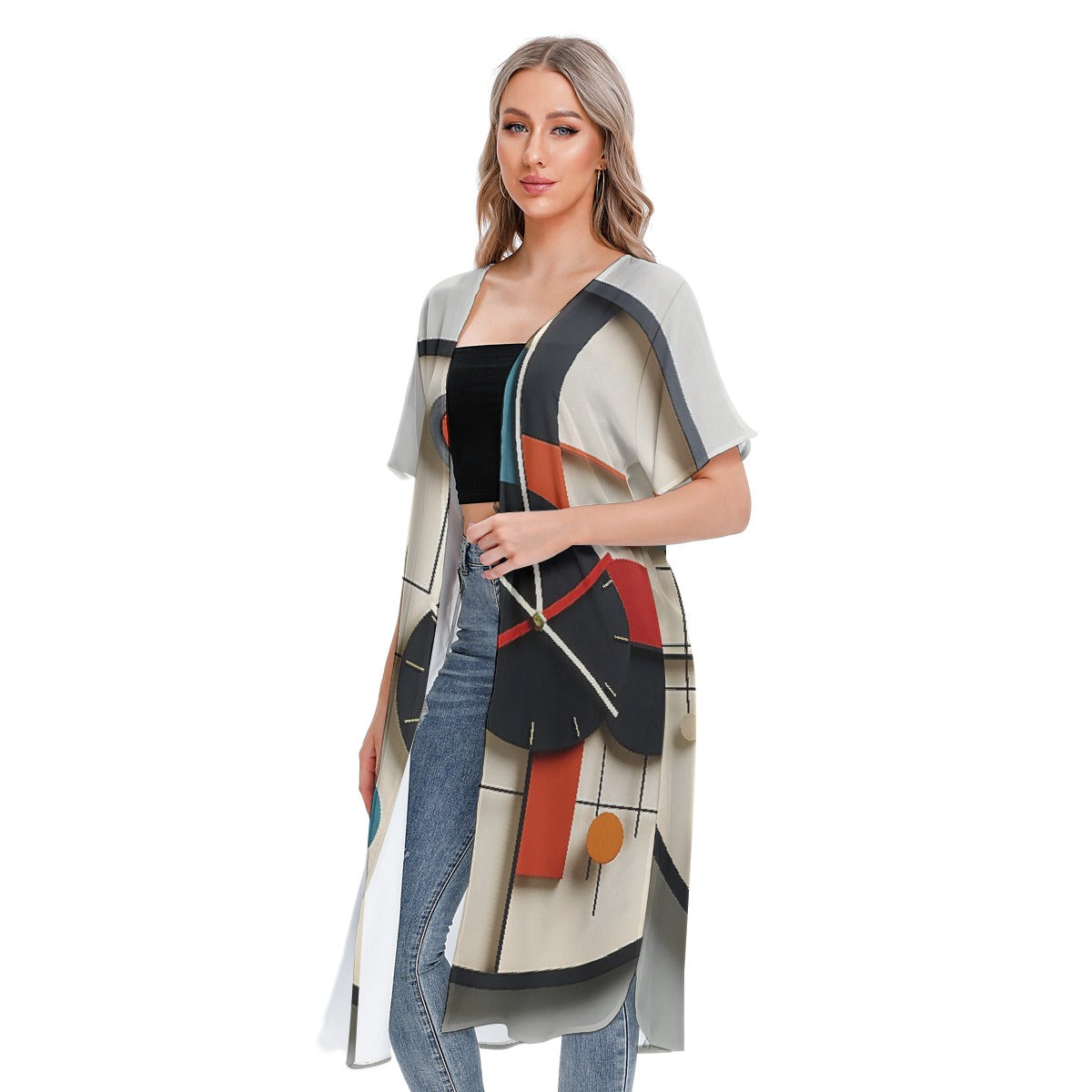 All-Over Print Women's Short Sleeve Cardigan