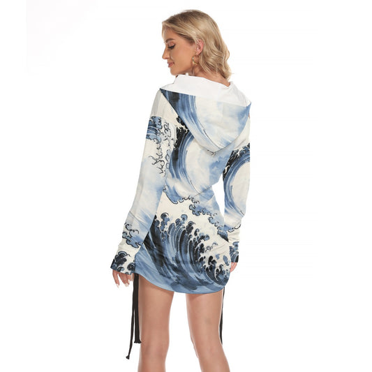 All-Over Print Women's One-shoulder Dress With Waist Shirring