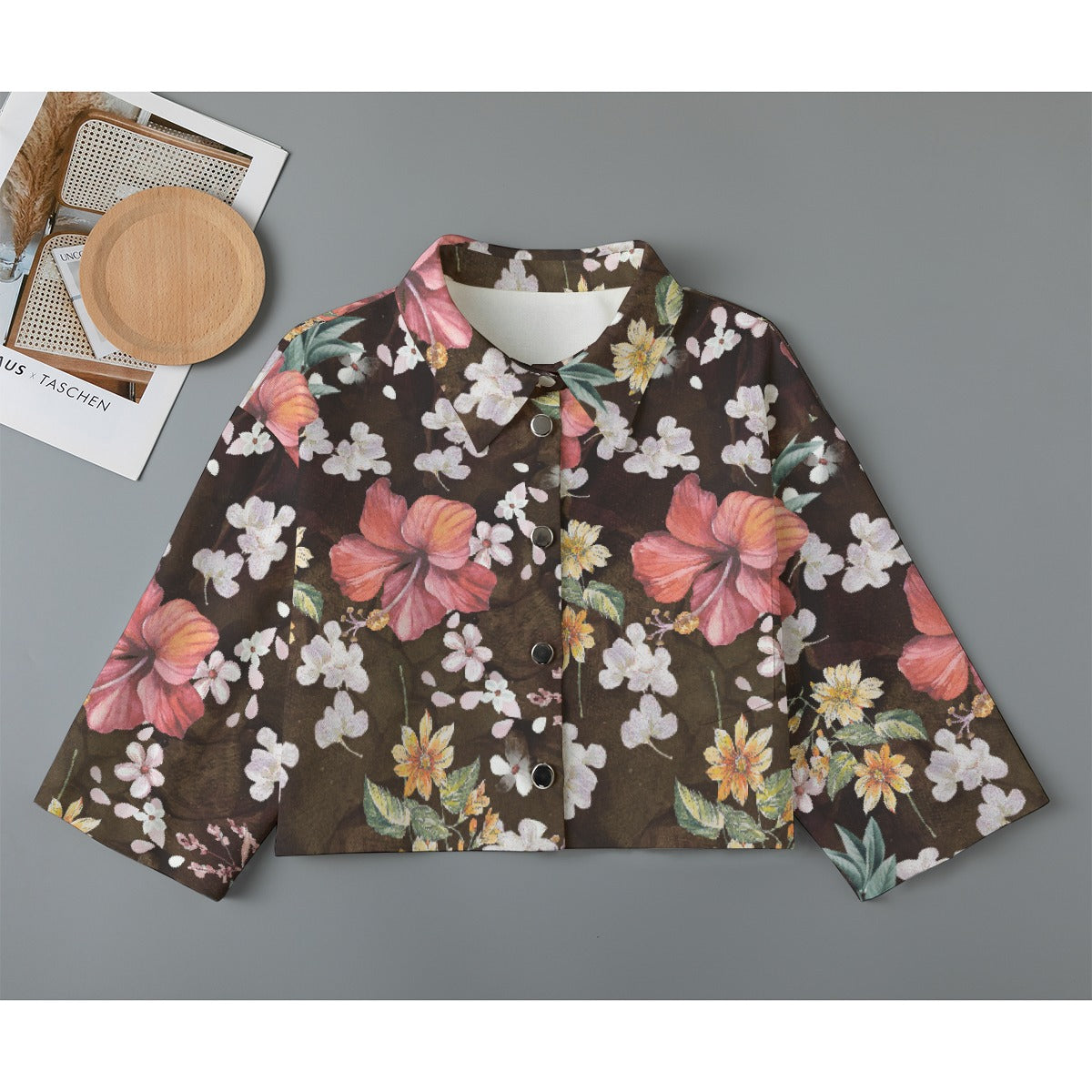 All-Over Print Women's Cropped Jacket | 245GSM Cotton