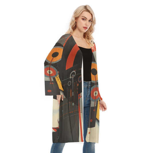 All- Over Print Women's Long Sleeve Mesh Cardigan