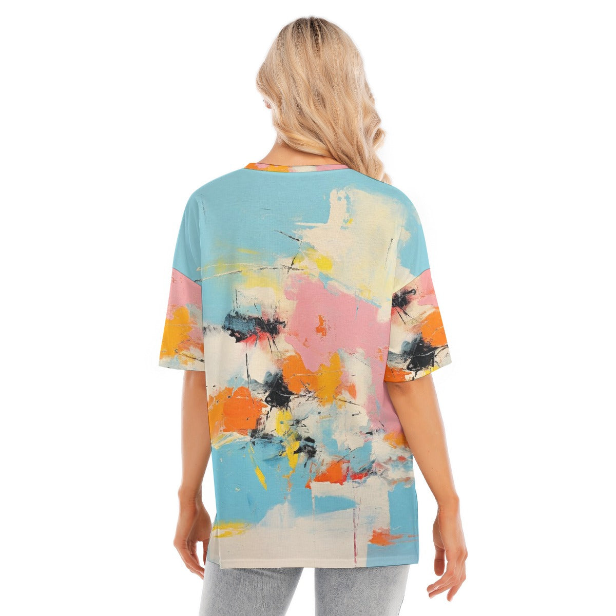 All-Over Print Women's Short Sleeves T-shirt With Hem Split