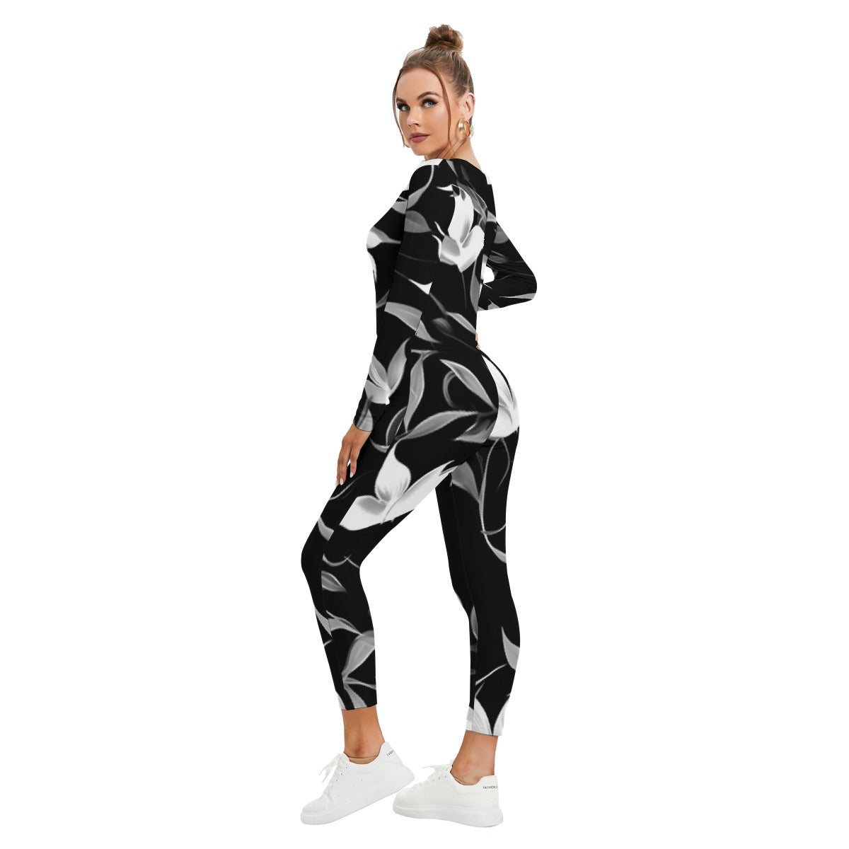 All-Over Print Women's Plunging Neck Jumpsuit