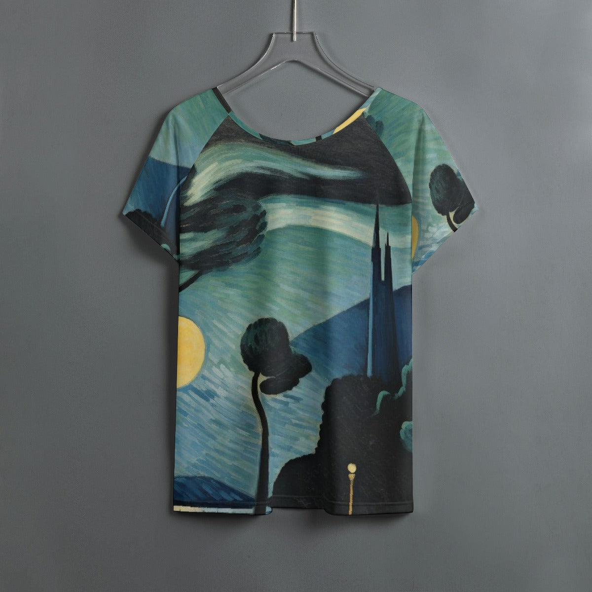 All-Over Print Women's Round Neck T-shirt With Raglan Sleeve