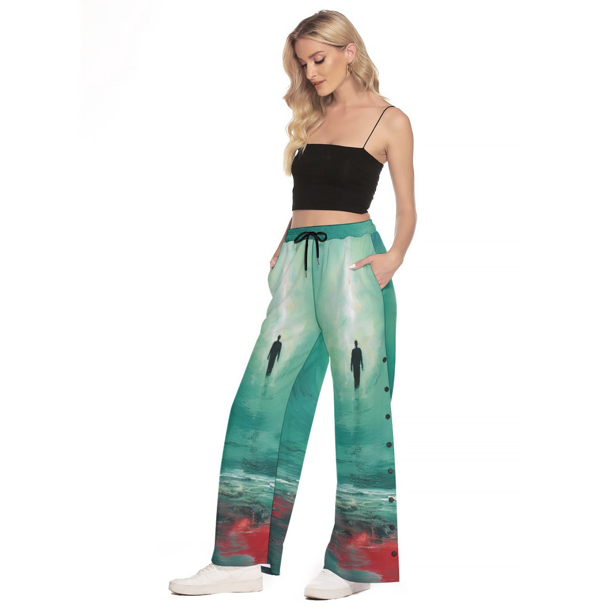 All-Over Print Women's Side Slit Snap Button Trousers